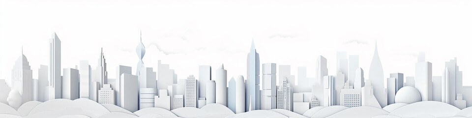Obraz premium white city cityline paper sculpture long panorama background layout.