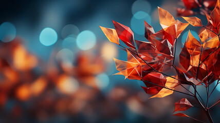 polygonal abstract autumn background with copy space geometry.