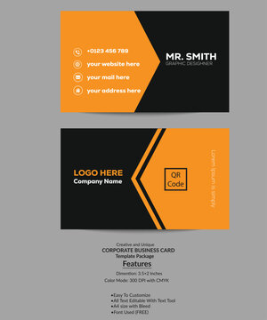 Orange vector modern abstract clean and simple business card template, Horizontal name card, Stylish stationery design and visiting card, Creative and professional business card design.
Vector Formats