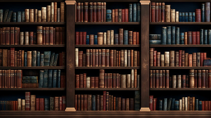 bookshelf background Many old books in a book shop or library. Made with generative ai