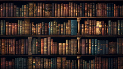 bookshelf background Many old books in a book shop or library. Made with generative ai