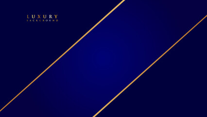Abstract wide gradient blue luxury design of overlap template with gold line background. Overlapping with tech cover header template.  vector illustration