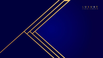 Abstract wide gradient blue luxury design of overlap template with gold line background. Overlapping with tech cover header template.  vector illustration