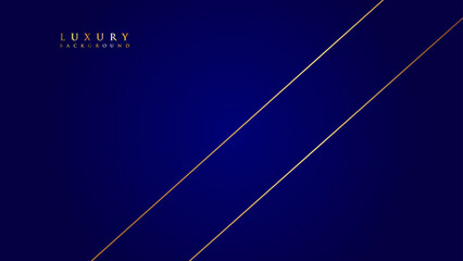 Abstract wide gradient blue luxury design of overlap template with gold line background. Overlapping with tech cover header template.  vector illustration
