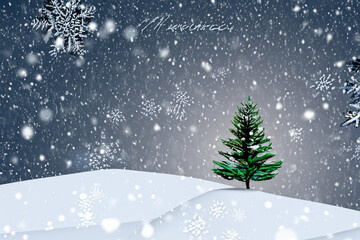 christmas tree with snow