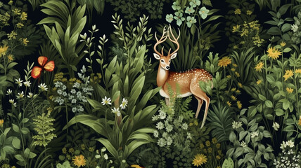 Fototapeta premium a painted deer in the forest.