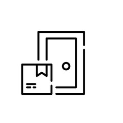 Parcel at customer door. Delivery service. Pixel perfect, editable stroke icon
