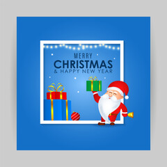 Vector illustration of Merry Christmas social media feed template