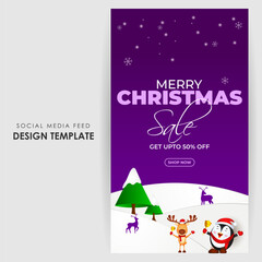 Vector illustration of Merry Christmas Sale social media feed template