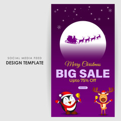 Fototapeta na wymiar Vector illustration of Merry Christmas Sale social media feed template