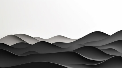black paper waves on a white background abstract design. - obrazy, fototapety, plakaty