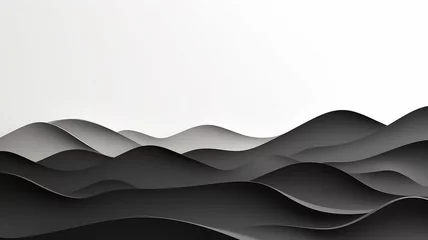 Küchenrückwand glas motiv black paper waves on a white background abstract design. © kichigin19