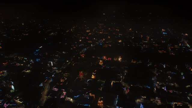 Hyperlapse view of the Indian city Dehradun during the Diwali Festival.