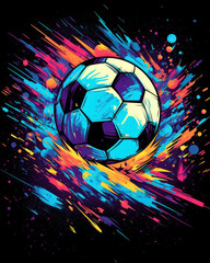 soccer ball on colorful background