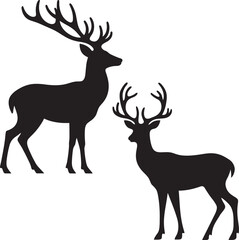 Deer Silhouette on white background. Vector illustration