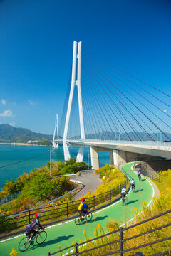 Shimanami Kaido Tatara Bridge , Japan,Hiroshima Prefecture,Onomichi, Hiroshima October 2012