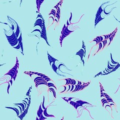 Fototapeta na wymiar Abstract background seamless pattern with watercolor sea elements. Hand drawn illustration.