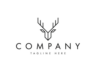 minimal modern deer head line logo design