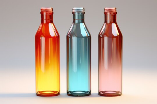 Colorful bottles isolated on white background