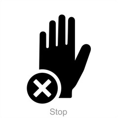 Stop and hand icon concept