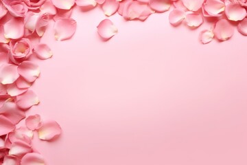 Heart shaped frame with roses and flower petals as background. There is a space for inserting Valentine's Day letters.