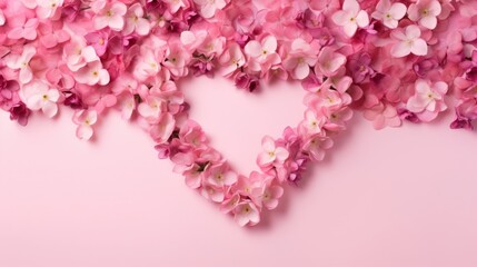 Fototapeta premium Creativity with colorful flowers, leaves and hearts. Valentine's Day anniversary concept. Flat lay.