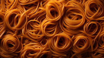 A mound of linguine pasta elegantly twisted into delightful spirals. - obrazy, fototapety, plakaty