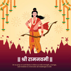 happy ram navami hindu festival greeting vector
