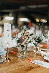 Wedding location decorated with colorful flowers and lots of details