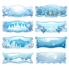 Snowy banners clip art on white background