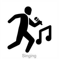 Singing and man icon concept