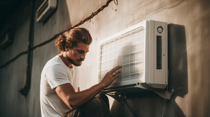 Indoor Climate Control: HVAC Technician Fine-Tuning System, Generative AI - obrazy, fototapety, plakaty