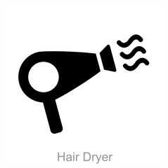 Hair Dryer and blow icon conceot 