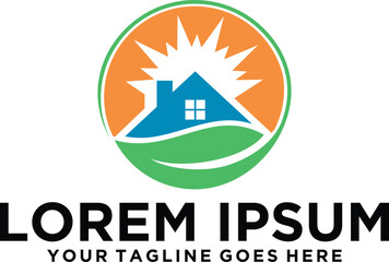 House Solar Panel Green logo