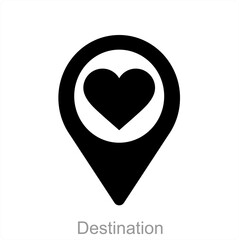 Destination and heart icon concept 