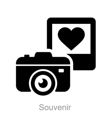 Souvenir and camera icon concept 