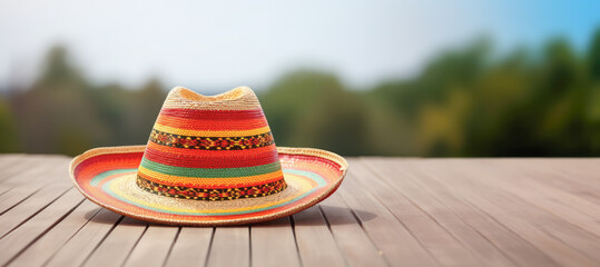 Sombrero, showcasing its unique texture, fabric, and traditional Mexican style. - obrazy, fototapety, plakaty