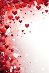 Colored confetti hearts background for Valentine's Day. Copy space.