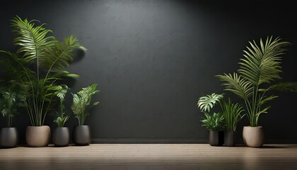 Minimalist Elegance: 3D Rendering of an Empty Room with Dark Walls