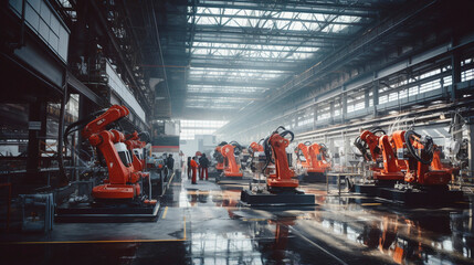Fototapeta na wymiar Automated Efficiency in Action: Machines Orchestrating Manufacturing Marvels, Generative AI