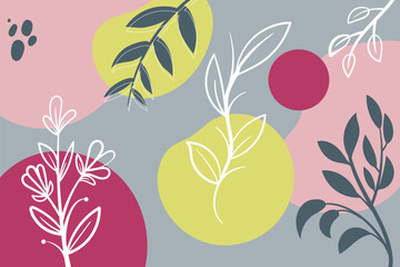 Abstract Floral background modern trendy minimalist style hand drawn