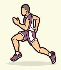 Fototapeta na wymiar A Man Start Running Action Marathon Runner Cartoon Sport Graphic Vector