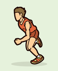 Fototapeta na wymiar Marathon Runner A Man Start Running Action Cartoon Sport Graphic Vector