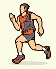 Fototapeta na wymiar A Man Start Running Action Marathon Runner Cartoon Sport Graphic Vector