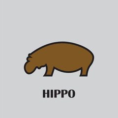 hippopotamus logo design vector silhouette illustration