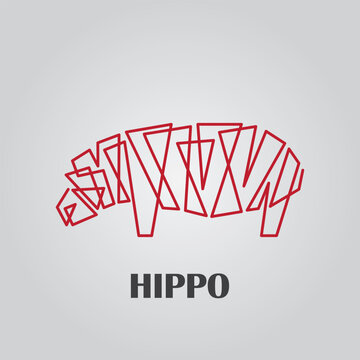 hippopotamus logo design vector silhouette illustration