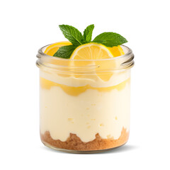 Lemon cheesecake isolated on transparent or white background, png