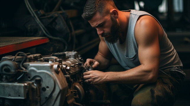 Engine Envoys: Mechanics with Handsome Craft, Generative AI