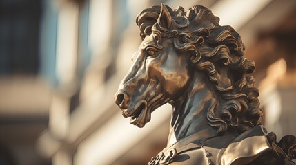 Bronze statue of a horse. Generated AI - obrazy, fototapety, plakaty