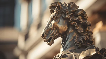 Foto op Canvas Bronze statue of a horse. Generated AI © Leifur